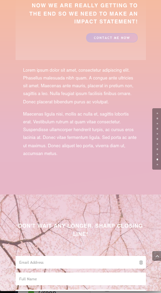 one page website in spring colours (mobile view)