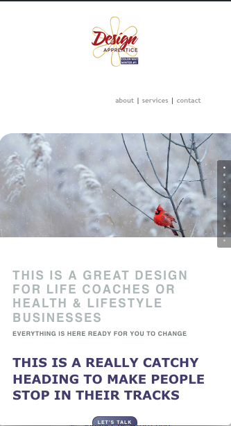 one page website in winter colours (mobile view)